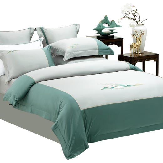 多喜爱山海经 60S新绒棉刺绣四件套 山川意境 商品图3