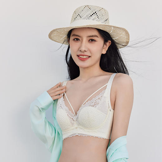 都市丽人聚拢升杯内衣BC薄3/4杯蕾丝文胸四排软钢圈YB32C8 商品图3