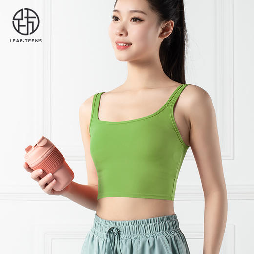 跃牌【禅语梵心系列】双肩带聚拢运动瑜伽服速干撞色线假两件瑜伽短裤F2150（可拆胸垫）+F2160 商品图2