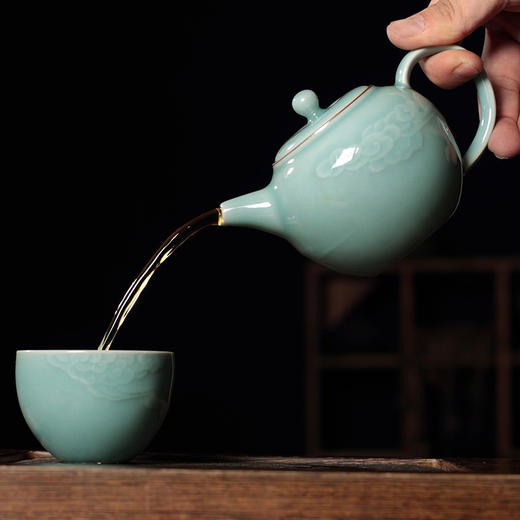 尚唐丨弟窑 尚粉色听云壶 龙泉青瓷 210ml 14.5*7.5cm 单壶 商品图1