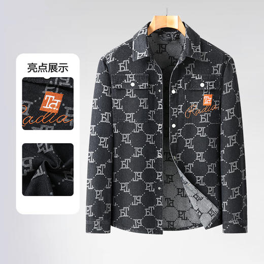 一口价【新款DX】大依优型大码翻领印花牛仔夹克外套休闲大码男装潮款加肥加大休闲 商品图3