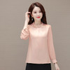 短款木耳边圆领通勤修身时尚简约气质雪纺衫QYM- 商品缩略图0