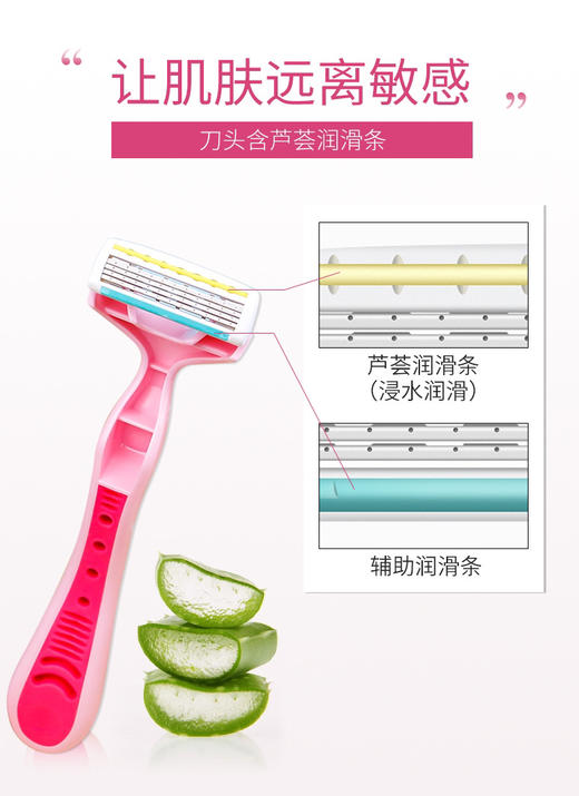 贝印女用四枚刃剃刀（粉色款）3pcs 商品图5