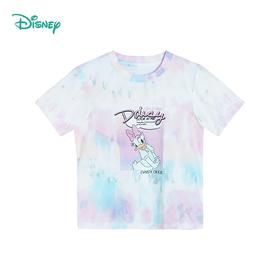 【商场同款】迪士尼童装女童短袖T恤夏季时尚扎染清爽洋气黛丝卡通纯棉上衣