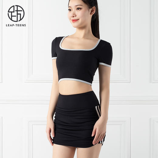 跃牌【禅语梵心系列】带胸垫防震裸感瑜伽文胸裸感拼色高腰瑜伽短裤半身裙F2169（可拆胸垫）+F2186 商品图12