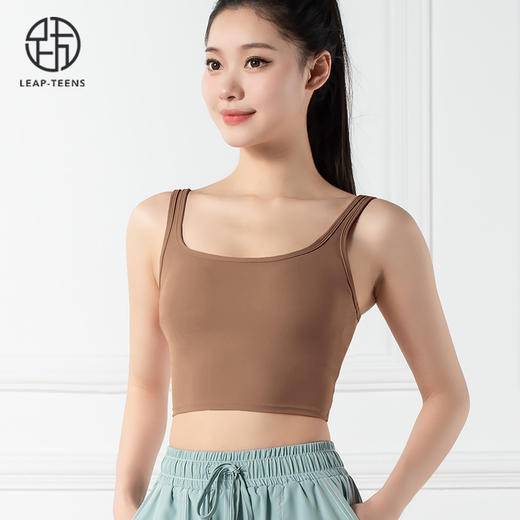 跃牌【禅语梵心系列】双肩带聚拢运动瑜伽服速干撞色线假两件瑜伽短裤F2150（可拆胸垫）+F2160 商品图4