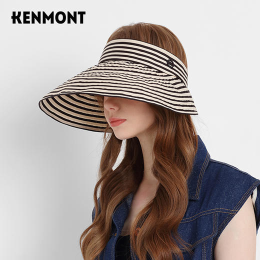 卡蒙百搭黑白条纹空顶防晒帽女夏沙滩速干透气可折叠遮脸遮阳帽KM-6046 商品图2