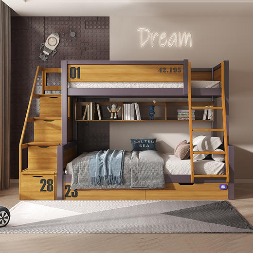 喜梦宝家具儿童床 全实木子母床 高低床上下铺双层床 马拉松 商品图0