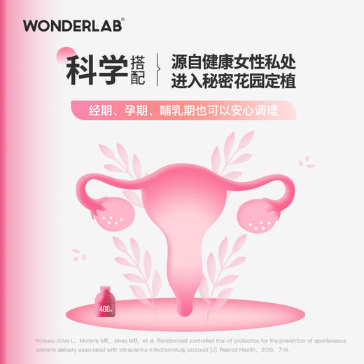 万益蓝 WonderLab 小粉瓶女性蔓越莓即食益生菌 女性自护力菌群私秘 商品图2