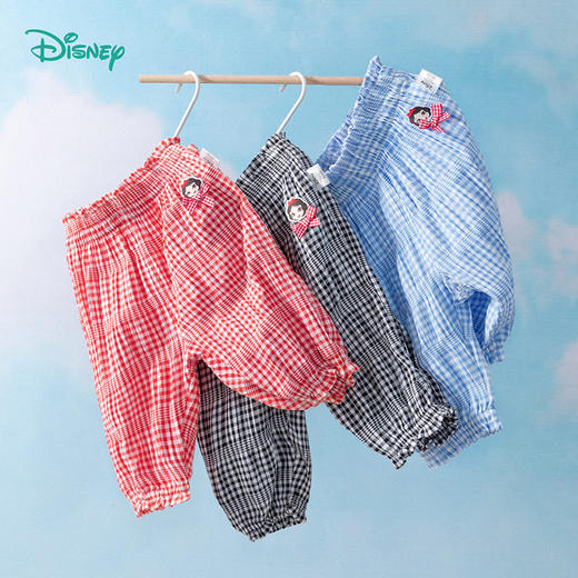 【商城同款】迪斯尼童装女童夏季清爽七分裤中大童女宝宝甜美公主格纹透气短裤 商品图0