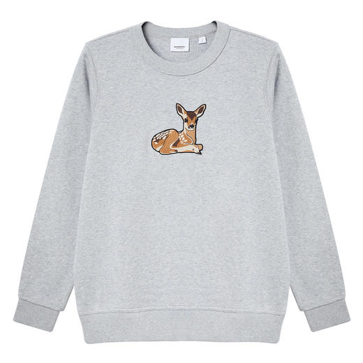 BURBERRY 巴宝莉 女士棉质小鹿图案刺绣宽松圆领套头卫衣 8032117 商品图0