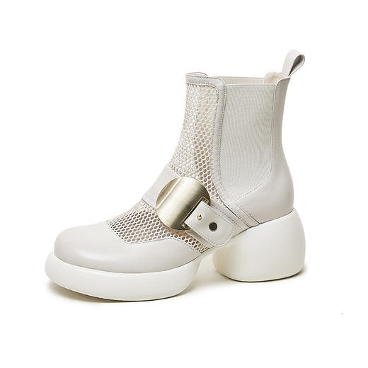 春季新款，时尚个性厚底粗跟网纱拼接短靴CZ410 商品图14