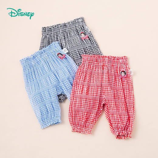 【商城同款】迪斯尼童装女童夏季清爽七分裤中大童女宝宝甜美公主格纹透气短裤 商品图1