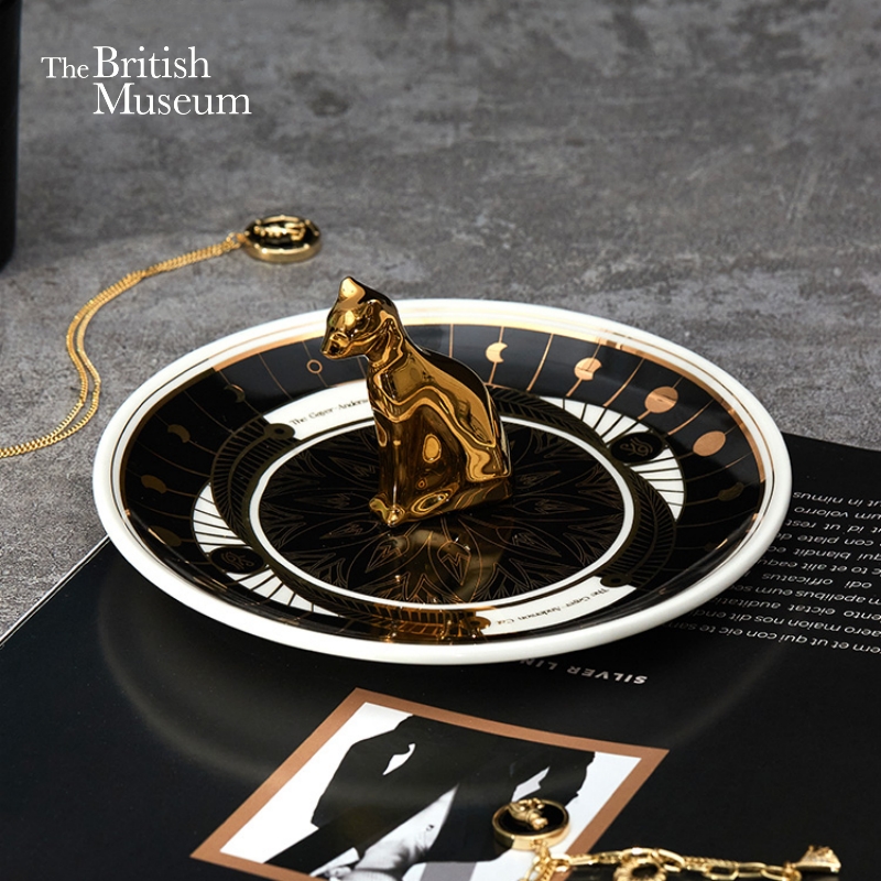 大英博物馆盖亚·安德森猫系列 时尚潮流电镀首饰收纳盘摆件