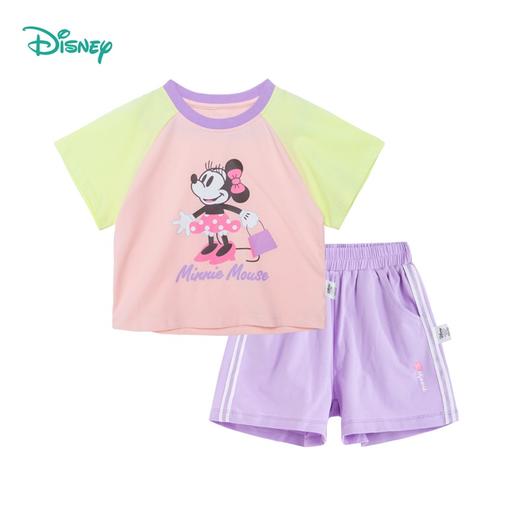 【商场同款】迪士尼童装女童甜美米妮短袖短裤两件套装夏季新品中大童清爽套装222DT0141 商品图5