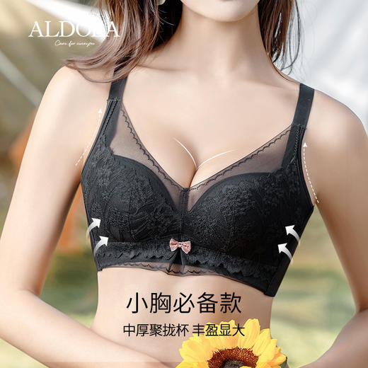 雅黛丽内衣女小胸聚拢显大蕾丝文胸无钢圈收副乳防下垂胸罩 商品图3