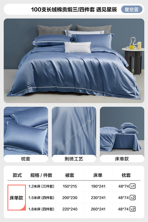 LOVO乐蜗 100支 VDY0018-4 遇见星辰 床品四件套 商品图4