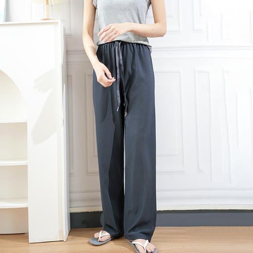 Avann肌理感高腰直筒拖地裤 商品图0