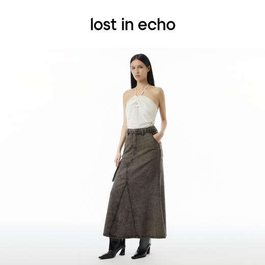 lost in echo设计师品牌交叉绑带无袖抽褶松紧挂脖系带上衣背心女 商品图4