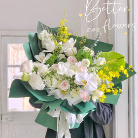 《春色》清新蝴蝶兰跳舞兰绿色花束