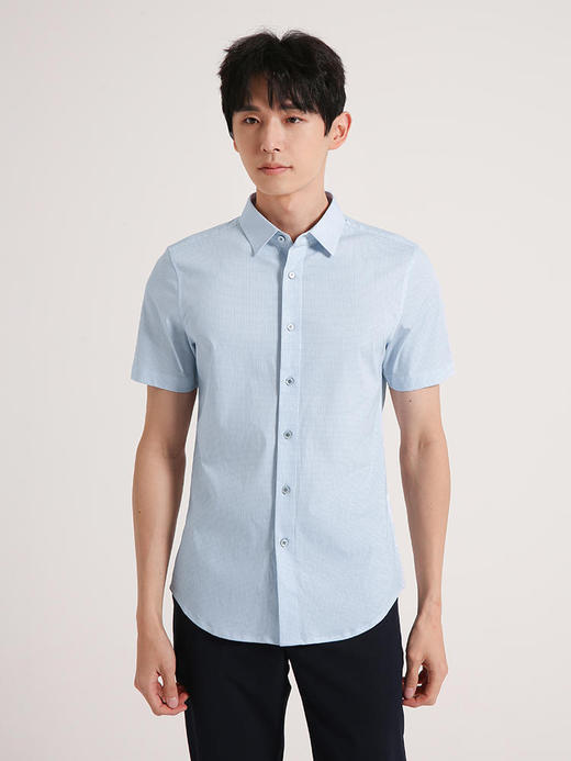 callisto蓝色全棉方点印花短袖衬衫 SSTSS199C 商品图0