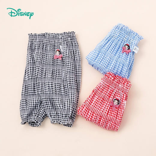 【商城同款】迪斯尼童装女童夏季清爽七分裤中大童女宝宝甜美公主格纹透气短裤 商品图2