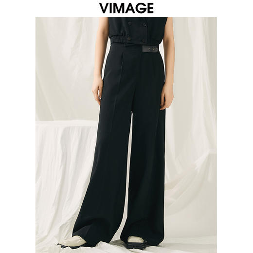 VIMAGE纬漫纪春季新款宽松休闲简约气质阔腿裤V1905509 商品图5
