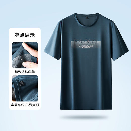 一口价【新款DK】大依优型大码圆领短袖T恤夏季加肥加大肥佬休闲商务宽松透气弹力男装上衣 商品图3