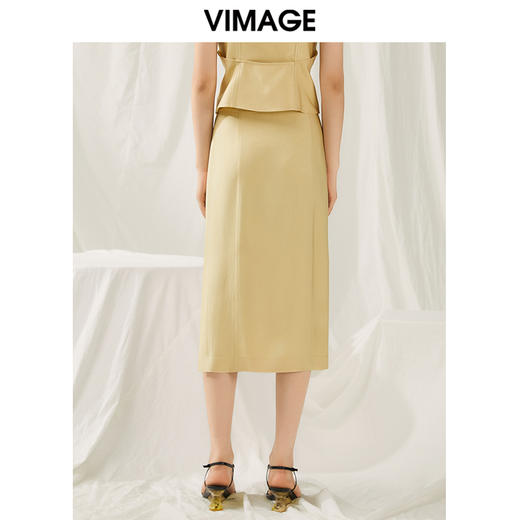 VIMAGE纬漫纪夏季新款高腰不规则下摆优雅半身裙V1906519 商品图4