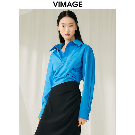 VIMAGE纬漫纪春季新款收腰X型显瘦通勤衬衣V1909523 商品图2