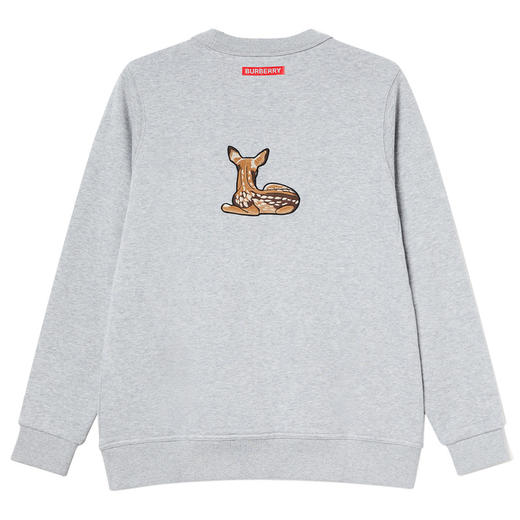BURBERRY 巴宝莉 女士棉质小鹿图案刺绣宽松圆领套头卫衣 8032117 商品图1