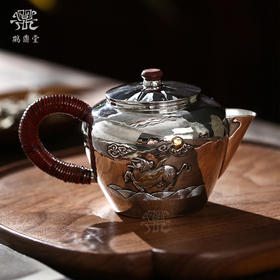 鹤鼎堂 闻天系列日月急须錾刻牛转薪月（银色）（缺货）