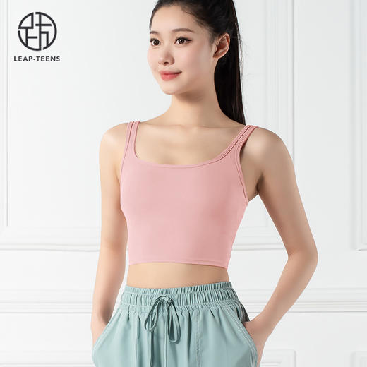 跃牌【禅语梵心系列】双肩带聚拢运动瑜伽服速干撞色线假两件瑜伽短裤F2150（可拆胸垫）+F2160 商品图6