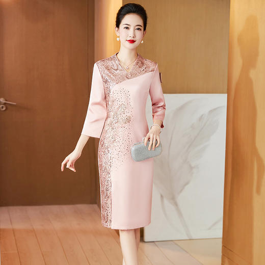 春秋新款，喜婆婆婚宴装年轻气质高贵妈妈婚礼宴会连衣裙礼服LC-2328 商品图1
