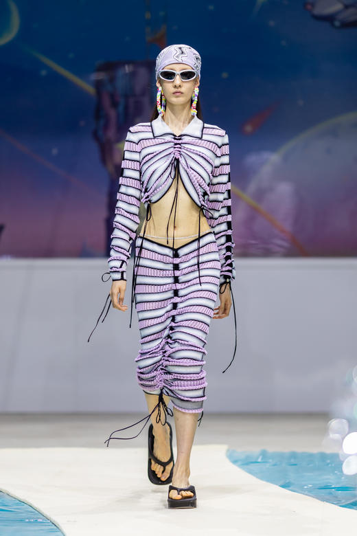 NAN KNITS渐变条纹抽绳长裙——SS23新品 商品图0