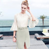 欧芮儿2017春装新款简约显瘦小A字裙收腰系带百搭纯色开叉半身裙 商品缩略图2