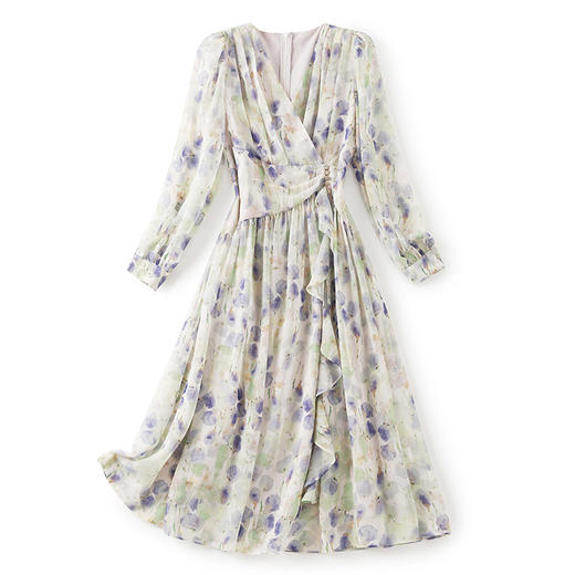 法式修身，春夏气质感碎花度假长裙雪纺印花连衣裙WLZD-2302101 商品图4