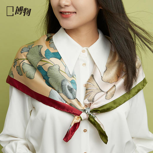 博物 |银杏丝巾 桑蚕丝方巾 商品图2