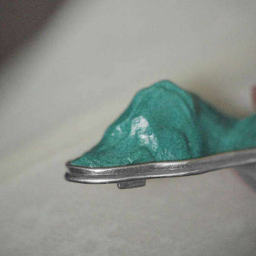 百年制锡 乾茂号｜如玺｜松石绿山石搁置  茶道配件 小摆件 尺寸：长4.5厘米，高1厘米 商品图6