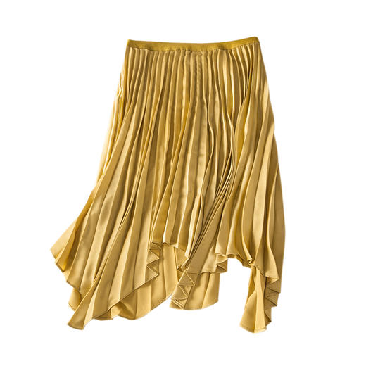 欧芮儿2017显瘦纯色个性高腰不规则半身裙中长款女 商品图3