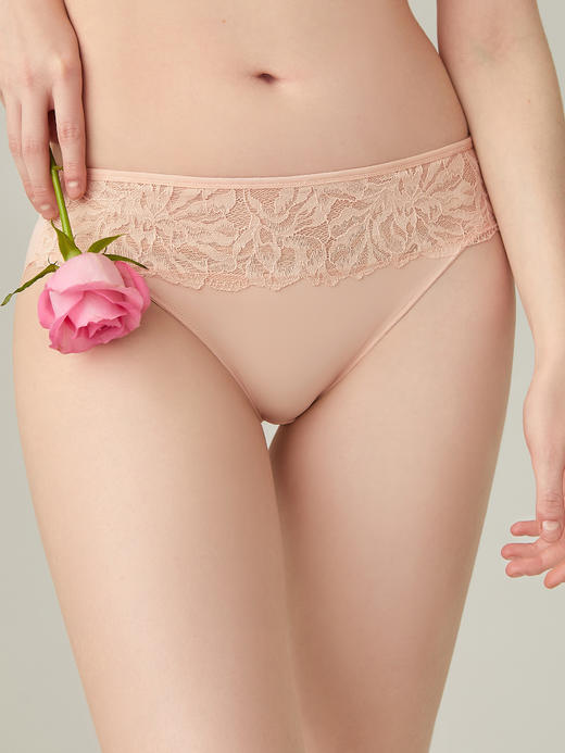 3条98元好奇蜜斯舒适中腰蕾丝三角内裤女抗菌纯棉裆新款提臀 希贝尔内裤 商品图2