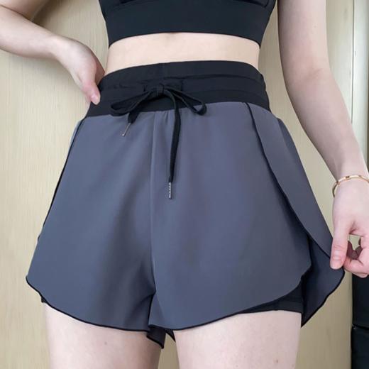 跃牌【明丽逸动】系列 速干运动短裤女夏季高腰撞色防走光假两件瑜伽健身裤AL7990 商品图0