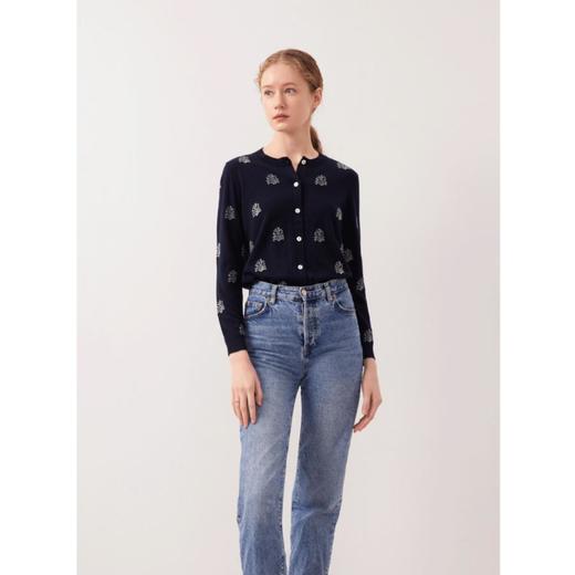 3楼珍贝丝绒烫饰提花女开衫 商品图0