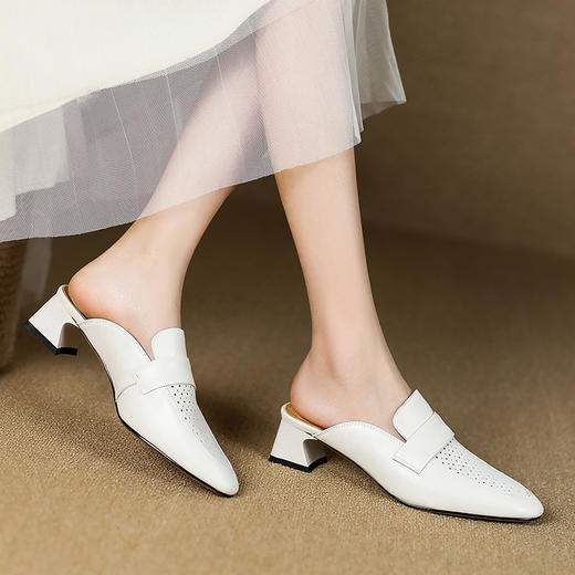 优雅百搭，里外全皮夏季镂空包头拖鞋KMQ-1059-1 商品图12