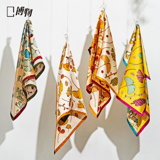 博物 |银杏丝巾 桑蚕丝方巾 商品图0