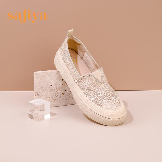 Safiya索菲娅 2023春季舒适一脚蹬休闲蕾丝亮片厚底渔夫鞋SF31112131 商品图11