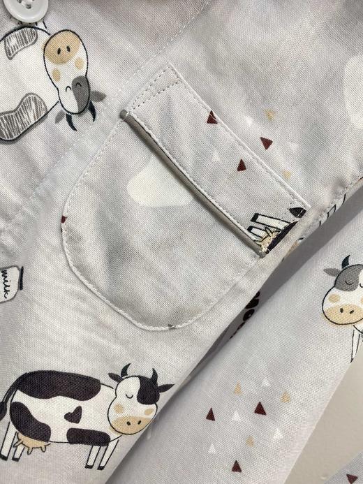 男童纱布可爱牛牛长袖套装 儿童全棉纱布睡衣家居服 商品图7