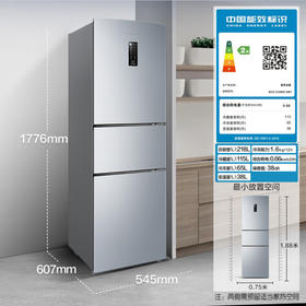 容声（Ronshen） 218升 三开门 小冰箱 家用小型 风冷无霜 节能租房宿舍小巧不占地BCD-218WD12NY