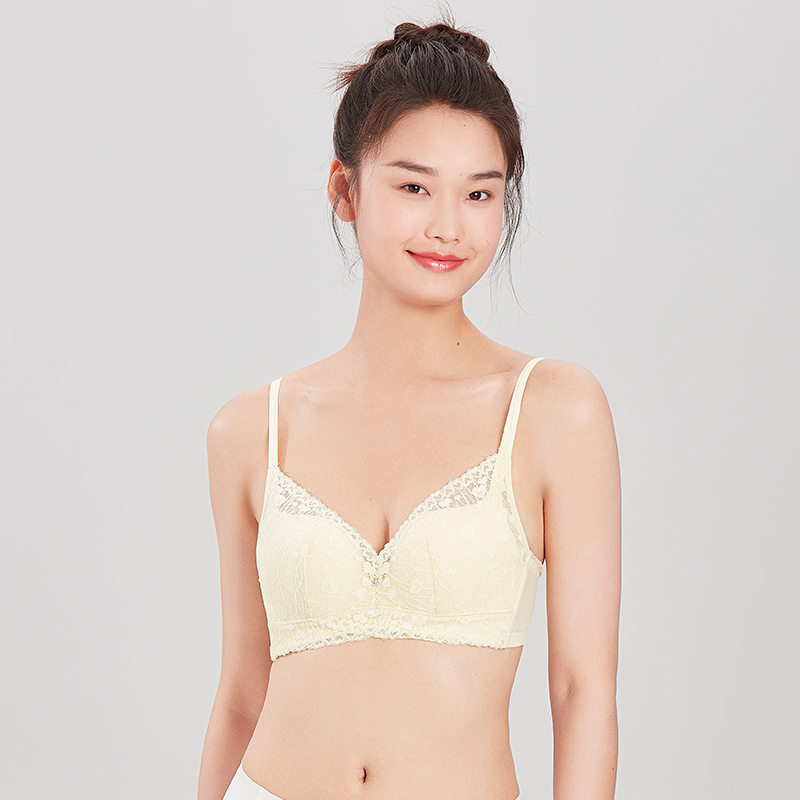 都市丽人自然舒适常规内衣B中厚3/4杯蕾丝文胸三排无钢圈LB31A2