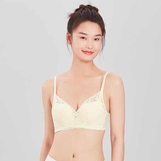 都市丽人自然舒适常规内衣B中厚3/4杯蕾丝文胸三排无钢圈LB31A2 商品图0